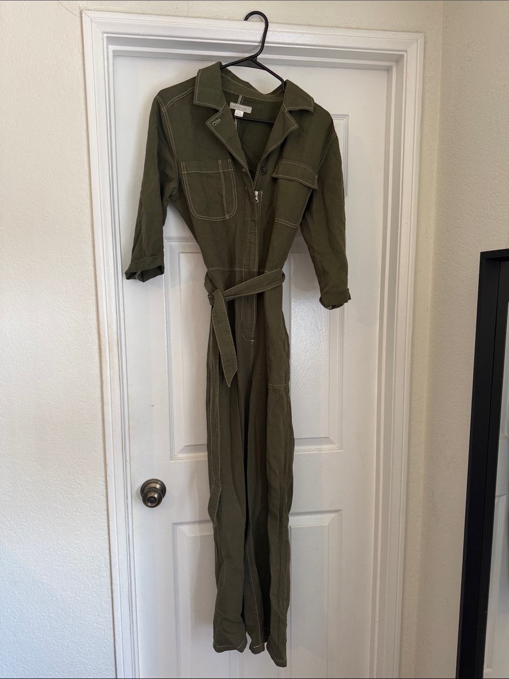 Outerknown Olive Utility Jumpsuit - Women's Belted Zip Front